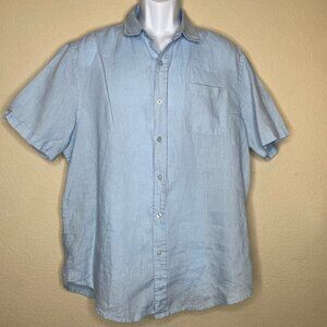 Natural Blue by Visitor Men's Premium 100% Linen Button Shirt Top XL Casual